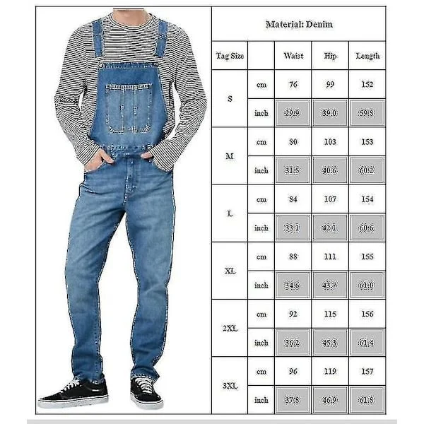 Herre Dungarees Denim Overall Smekke og Selere Jeans Jumpsuit Bukser Romper mørkeblå mørkeblå 3xl mørkeblå 3xl