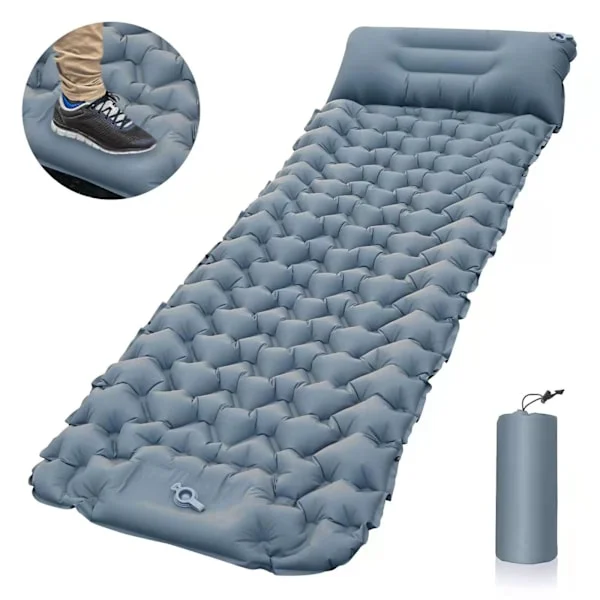 Portable Inflatable Sleeping Mat: Lightweight Camping Mattress for Outdoor Adventures, Compatible with Huawei, Samsung and APPLE Grey