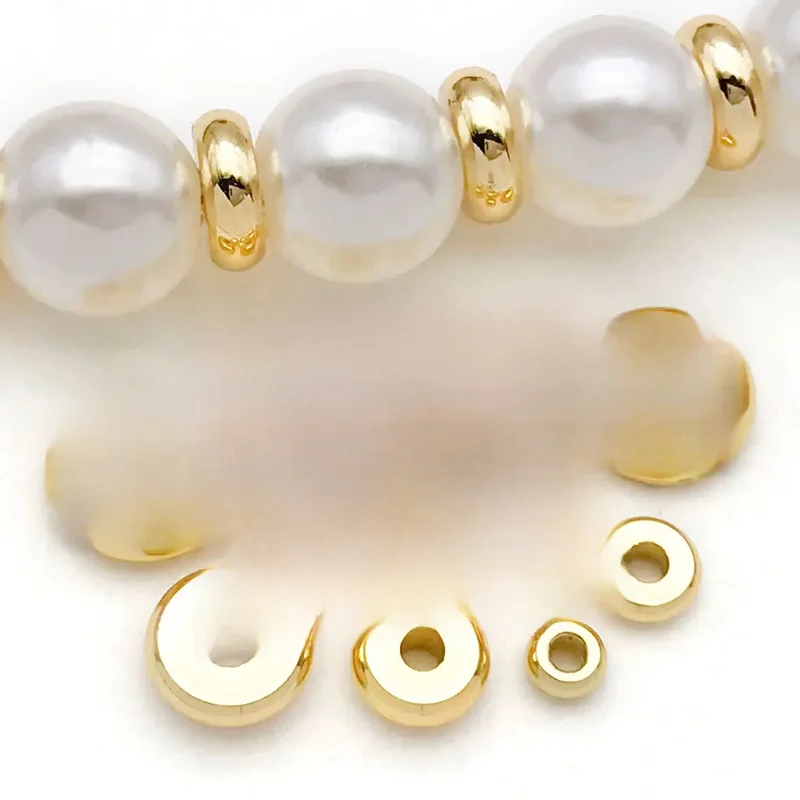 AliExpress - 20st 18K echt verguld messing platte spacer kralen, groot gat spacer kralen losse kralen voor doe-het-zelf sieraden maken accessoires