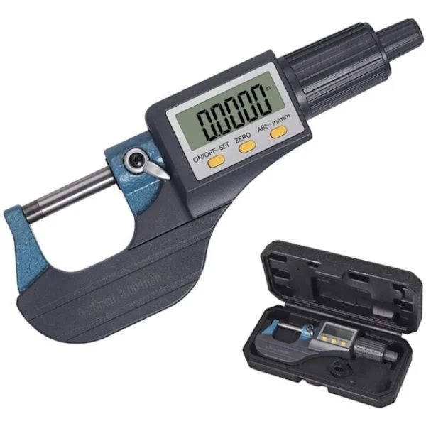 LCD digital mikrometer 0-25 mm – Opløsning 0,001 mm – Nøjagtighed 0,002 mm – Automatisk slukning – Rustfrit stål og ABS