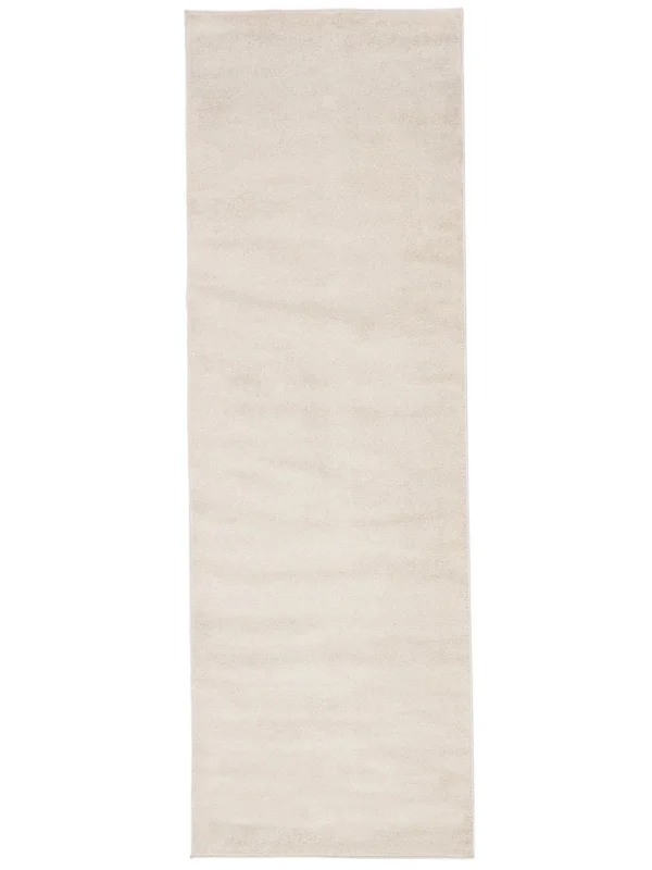 Plain (Single Colored) Memphis Cream White Runner Rug Small Oeko-Tex