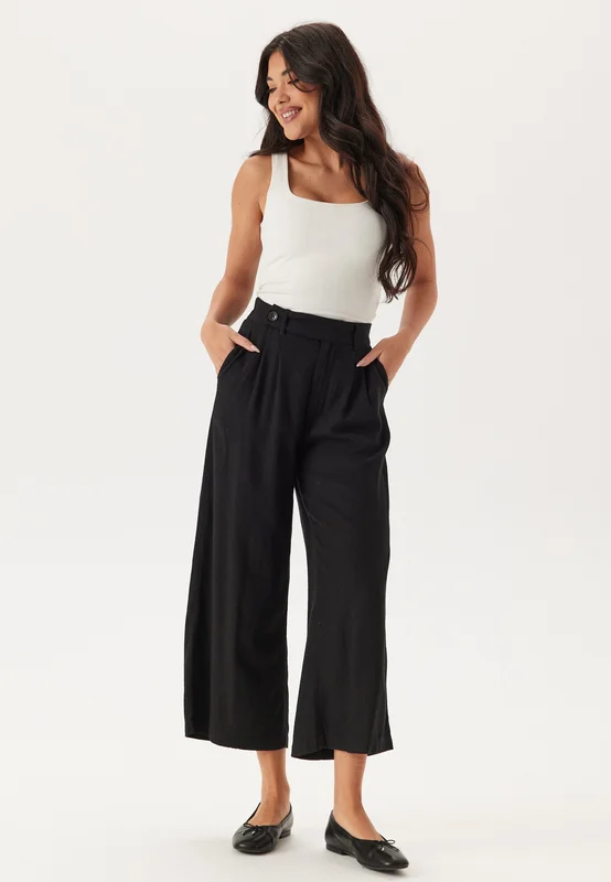 Happy Holly-Linen Pants-Black