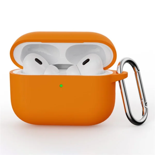 För AirPods Pro 3 Silikonfodral Integrerat Bluetooth-hörlursskydd m krok Orange