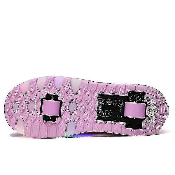 LED Roller Shoes for Kids - Luminous Sneakers with Invisible Wheels, Sports Shoes for Boys and Girls with Flashing Lights Pink 39 pink