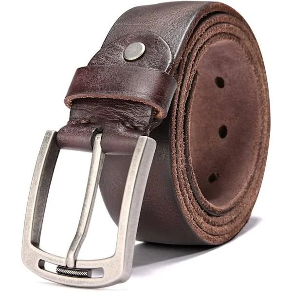 SKINN belte for MENN, 100% fullnarvet skinn med ripebestandig spenne, perfekt for jeans, fritid, cowboy og arbeidsklær