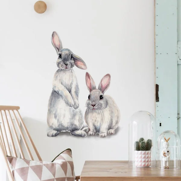 Wall Stickers Fjernelse Vinyl Sticker Søde Dyr 3D Kaniner Rabb