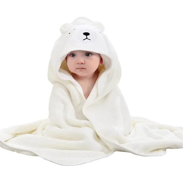 Baby Badlakan med Huva, Unik Djurdesign Baby Handduk med Huva Mjuk Absorberande Baby Badlakan, för Nyfödda Baby Pojke och Flicka (Vit)