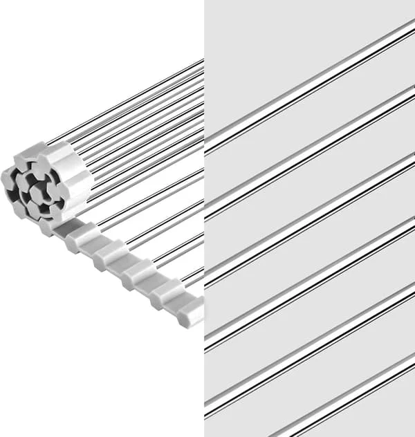 Black Stainless Steel DISH RACK, Foldable and Removable for Kitchen