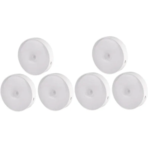 6 LED Nattlamper med USB Oppladbar Bevegelsessensor for Garderobe, Kjøkken, Trapper, Trådløse Lamper for Møbler og Malerier.