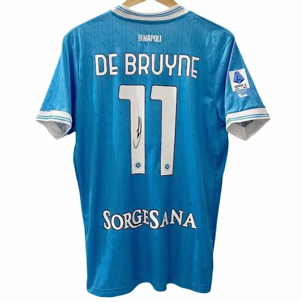 Sæsonen 2025–2026 Napoli-trøje nr. 11, signeret af DE BRUYNE – den perfekte gave til fodboldfans
