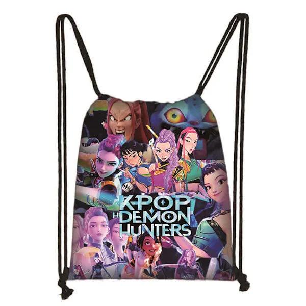Gymnastikpåse för barn | Bekväm och praktisk K-Pop Demon Hunter Anime-inspirerad mörk design svart barnväska [CP]