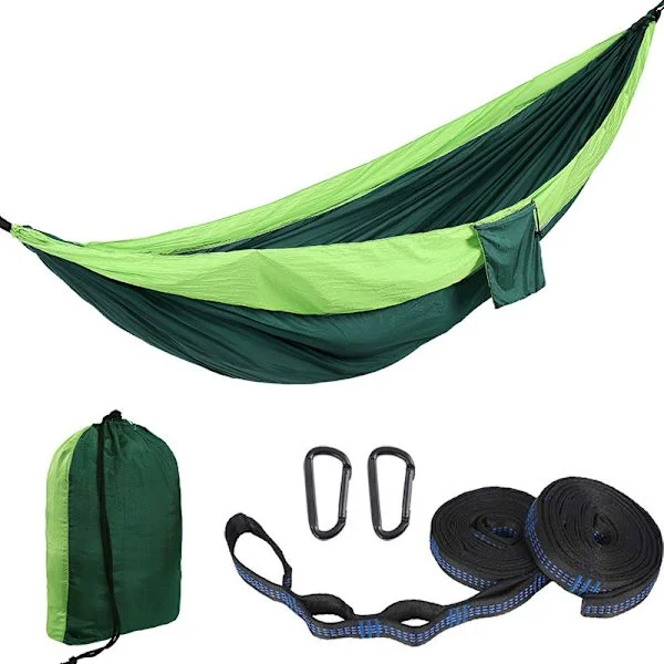 Vila Hängmatta Enkel Med Remmar 18+1 Öglor, 260 x 140 cm (Fruktgrön)