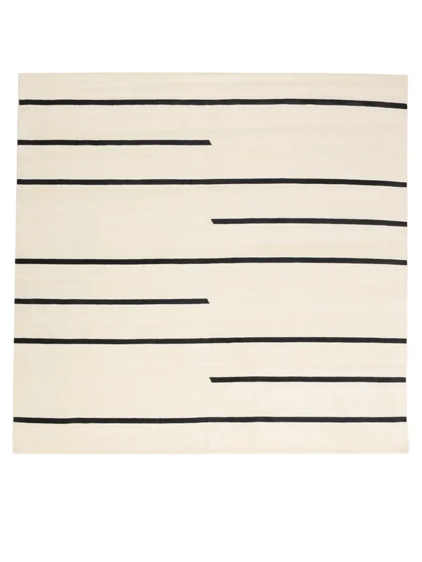 Handloom Pattern Matta Handloom 300X300 Kvadratisk Beige/Svart