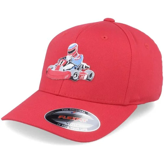 Kiddo Cap - Rood flexfit Cap - Kids Gokart Racer Red Stretch Fit @ Hatstore