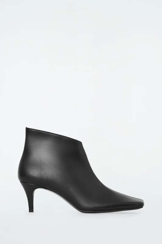 COS Women's Square-Toe Leather Ankle Boots in Black