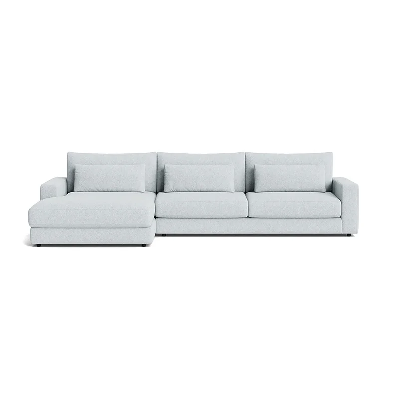 Sevilla chaiselong sofa, venstrevendt - Aragon Krystal blå - 332x167x85cm - Inkl. 3 ekstra rygpuder & pocket fjedre - Blød/medium komfort