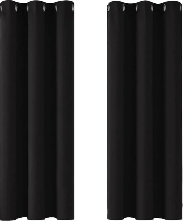 Functional Ring Top Curtains Eyelet Blackout Curtains Thermal Insulated Drapes for Kids Room Bedroom Black 42 x 63 inch 2 Panels
