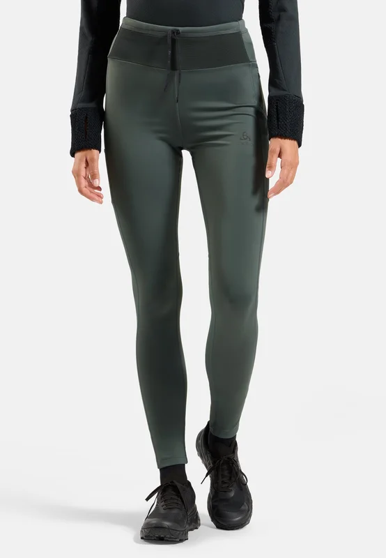 Odlo Women's X-Alp Cargo Winter Running Tights, L, green