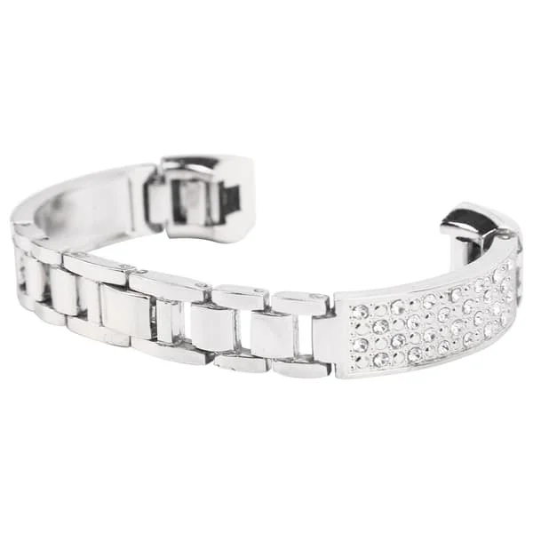 Rostfritt Stål Dam Kristallinlägg Armband Fitbit Silver Armband
