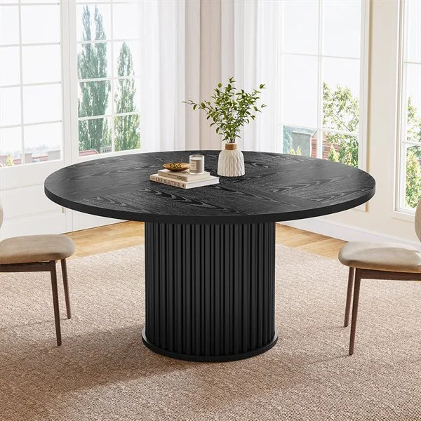 Rundt spisebord i tre 120 cm - svart / rundt kjøkkenbord / spisebord for 4-6 personer