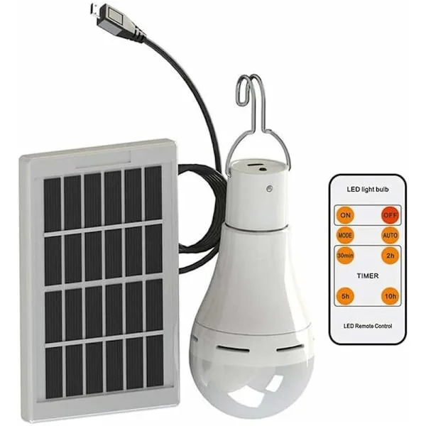 Oppladbar teltlykt med bærbar solcelledrevet hengelampe med fjernkontrollbelysning for camping (7W)