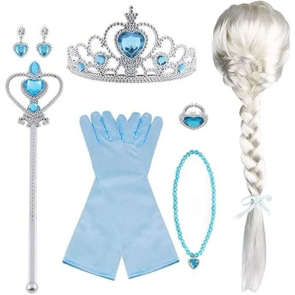 Elsa Prinsesse Tiara, Tiara Krone og Tryllestav Elsa Udklædningstilbehør Sæt til Fest, Cosplay