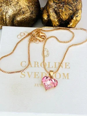 Gold plated crystal heart necklace