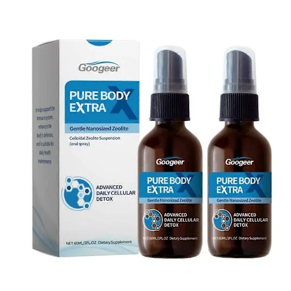 Pure Body Extra Nanosized Zeolite Spray Natural Daily Detox for Women Men Travel-Friendly Body Care Freshness (2pcs)