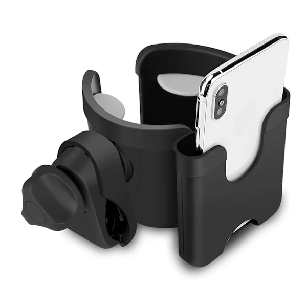 Beverage Buddy for Babyutstyr, Sykkel, Rullator, Universal Drikkeholder, Mobil Gadget-lomme, 360° Roterende Koppholder for Barnevogner, Sykler