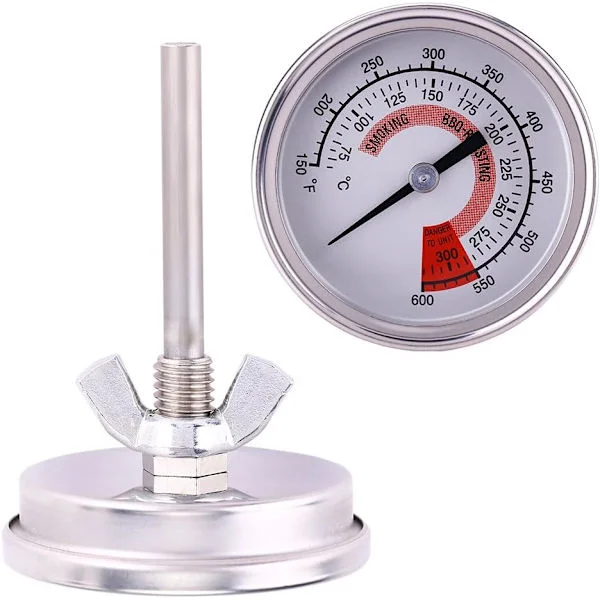 1 st rostfritt stål ugns termometer, matlagning och kökstermometer, pizzaugn termometer, grilltermometer för grill, grill, pizzaugnar, mäter 75 till 