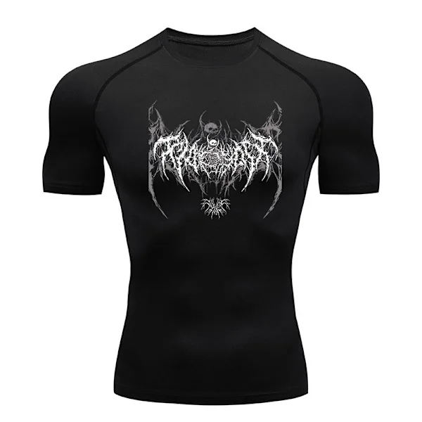 Y2K kompressionströja Herr Fitness Gym Skelett Sport Löpning T-shirt Rashgard Toppar T-shirt Snabbtorkande kortärmad T-shirt för män