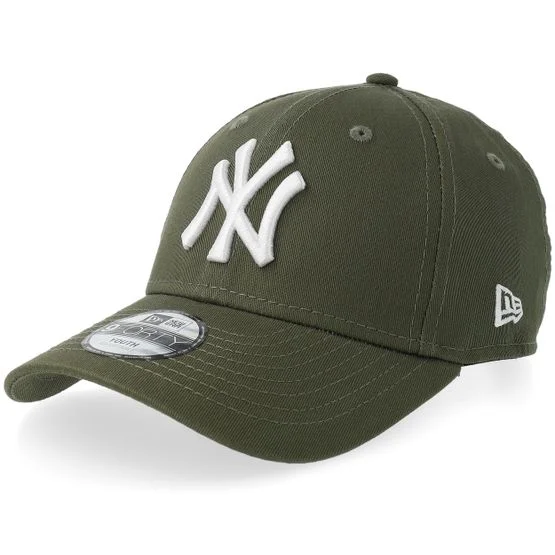New Era - Kids New York Yankees League Essential 9FORTY Olive/White Adjustable Adjustable Green Cap - MLB @ Hatstore