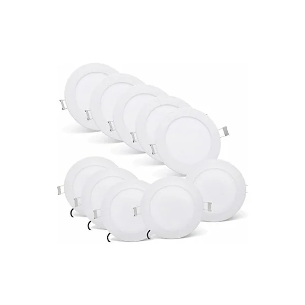 10x6W Ultratunn LED Infälld Spotlight Taklampa Lampa Spotlight Set Infällda Spotlights Tak Kallvit (6000-6500K) [Energiklass A++]