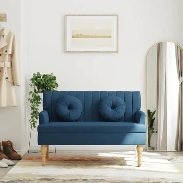 vidaXL Bänk med Kuddar, Soffa med Armstöd och Ryggstöd, Bänk med Träben, Sittplats för Vardagsrum, 372136