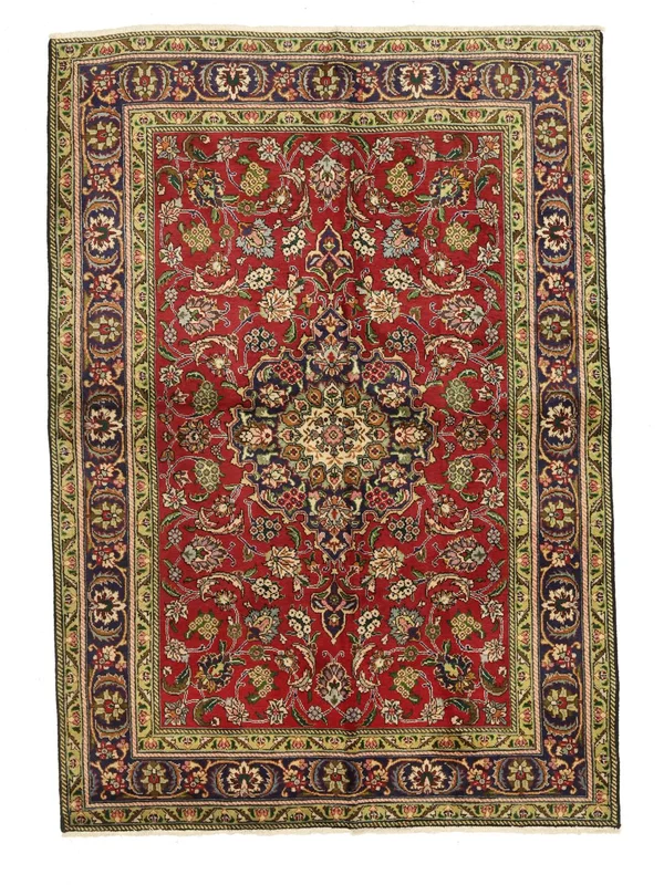Handknuten Orientalisk Tabriz Matta 136X196 Brun/Mörkröd