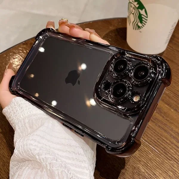 Hot tilbud til lav pris! iPhone 16 Pro Max Cover med hjørnebeskyttende airbag & kamerabeskyttelse - Elektropletteret Stødfanger Telefoncover - Glad