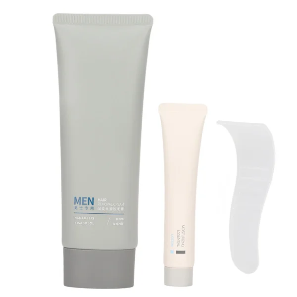 Hårborttagningskräm för män Mild Smärtfri Hårborttagningskräm Fuktgivande Lotion Set med Spatel för Armhålor Ben