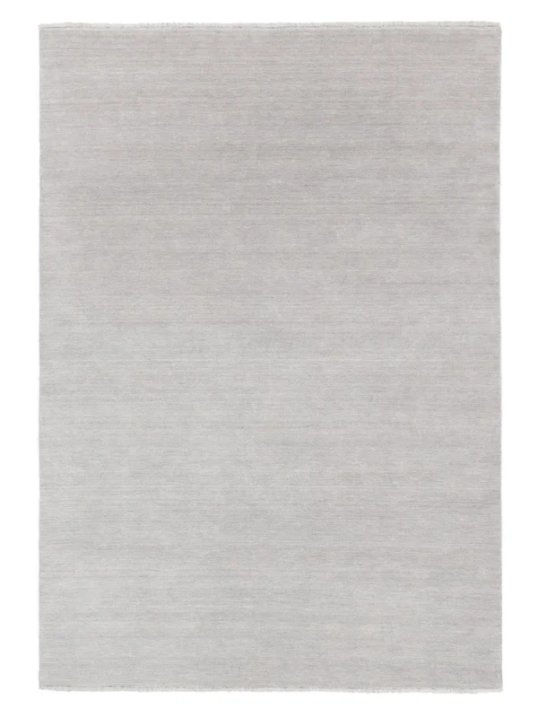 Small Handloom Fringes Rug - Silver Grey 100X160 Wool, Modern Style