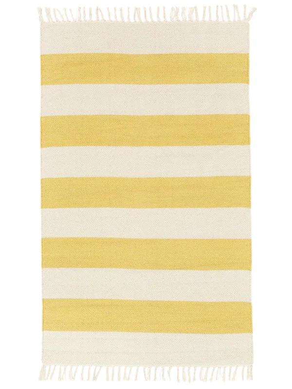 Striped Small Cotton Stripe Rug - Yellow 100X160 Cotton, Scandinavian Style