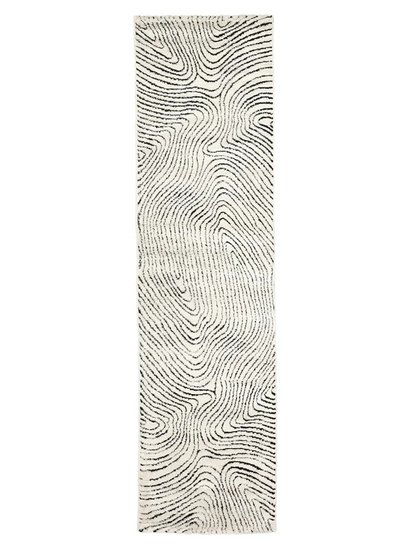 Chaima Cream White/Black Runner Rug Small Oeko-Tex