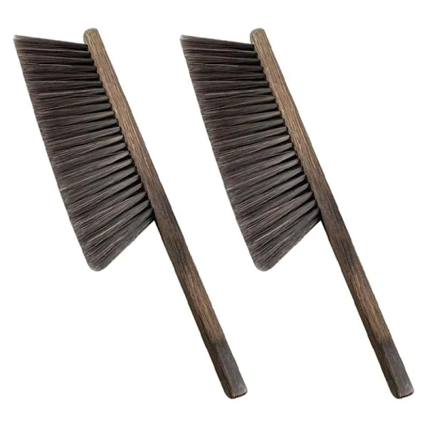 2 Pieces Wooden Bench Brushes Fireplace Brush Horsehair Bench Brush Soft Bristles Long Wooden Handle Dust Brush for Home Workshop, 37*8.5cm