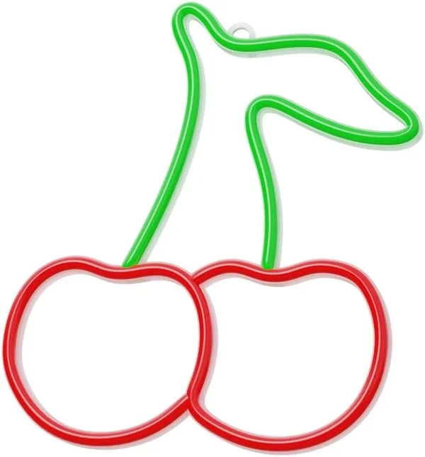 Colorful Cherry-Shaped LED Lamp - Energy-Saving Wall Sign with USB or Battery Power - Home Decor for Living Room