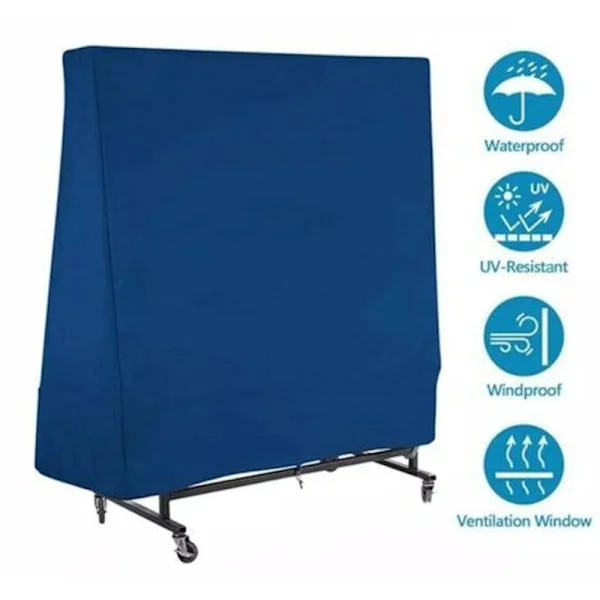 Waterproof Table Tennis Table Cover 165x70x185cm Blue Compatible with Outdoor Indoor Ping Pong Tables