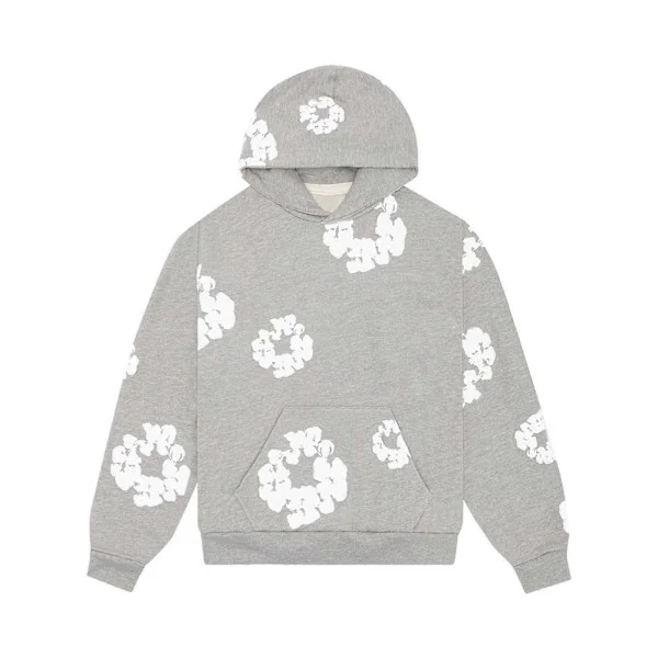 Hettegenser for dame og herre, avslappet trykk, retro, stor, genser med lange ermer gray