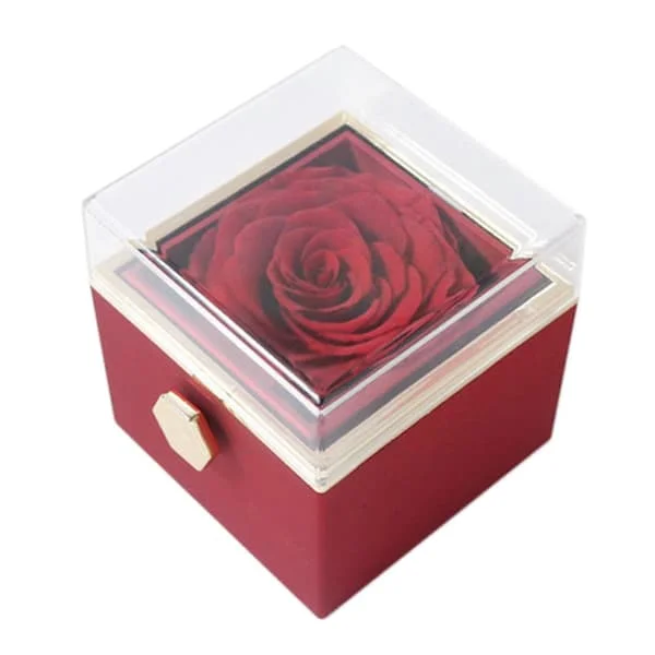 Everlasting Rose Jewelry Box with Rotation, Valentine's Day Gift for Wife/Girlfriend, Anniversary, Wedding