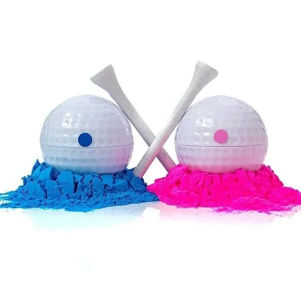 Gender Reveal Golf Ball, Exploding Golf Balls, Includes 1 Pink + 1 Blue + 2 Wooden Tees - The Perfect Idea for a Gender Reveal!