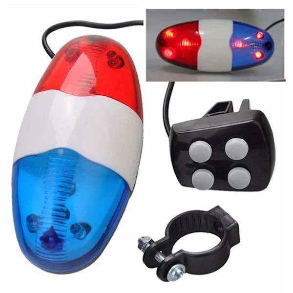 XJ-6 LED 4-tons Cykelklocka Polis Lampa Elektronisk Signalhorn Siren Ki_yux