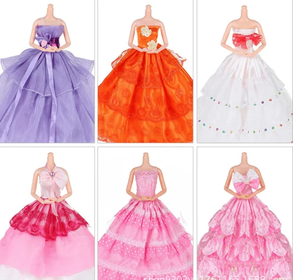 16 Barbie-dukker tilfeldige brudekjoler korte kjoler kjoler E