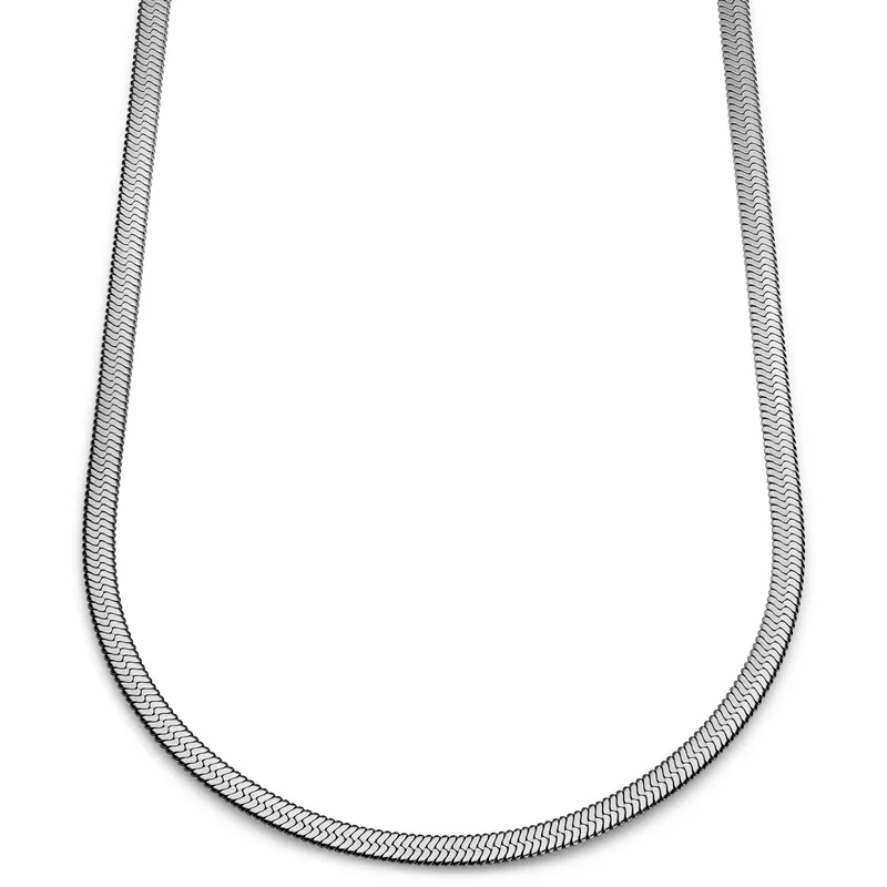 Argentia | 925 | Colier cu lanț herringbone din argint de 6 mm placat cu rodiu pentru bărbați - Coliere din oțel