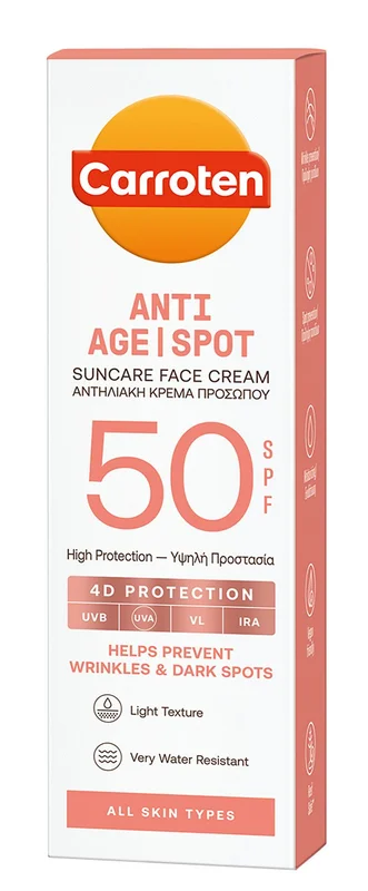 Carroten Suncare Face Cream SPF 50 50 ml, Hudpleje, Solcreme, Solcreme Til Ansigtet